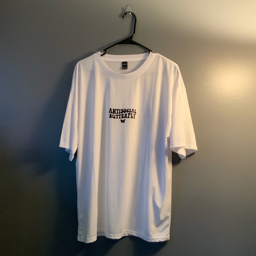 Antisocial Butterfly TShirt Extra Long Medium White